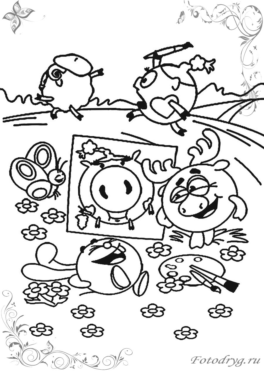Детские раскраски с Смешариком Нюшей для игры онлайн и печати